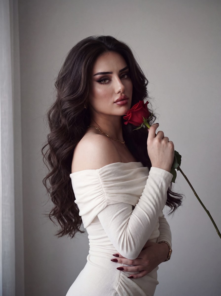 Crimson Rose Vintage Portrait