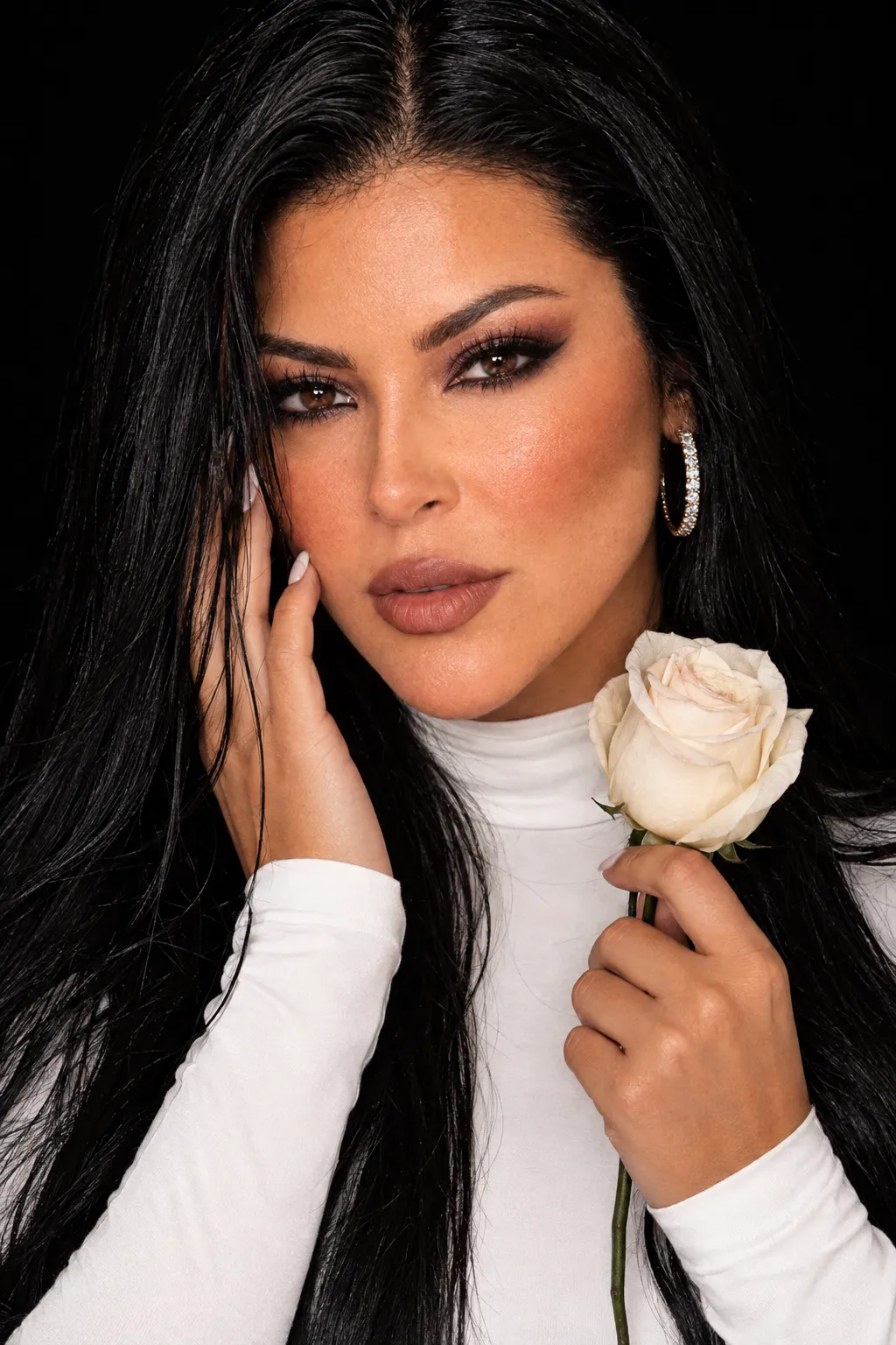 Luxury Beauty Portrait with a Cream Rose output 2