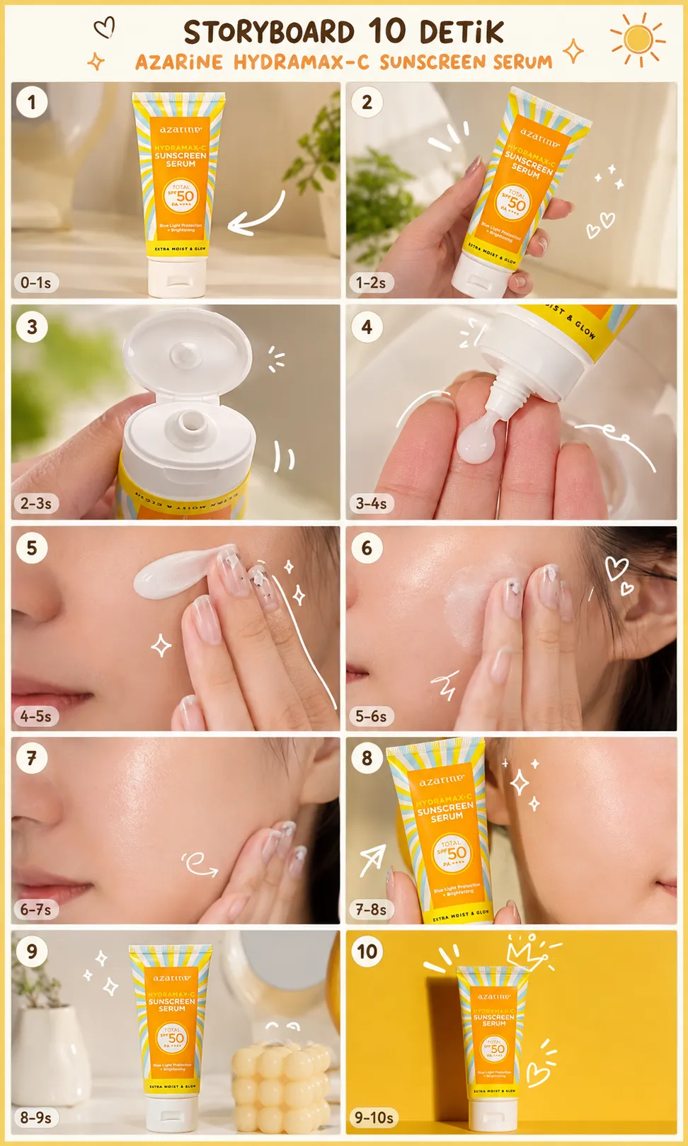 10-Scene Skincare Ad Storyboard Sheet