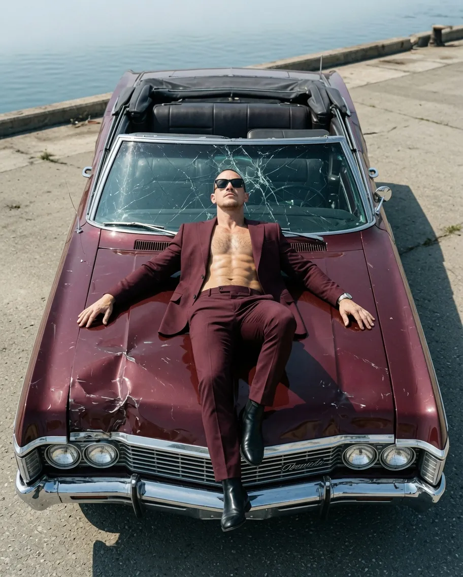 Luxury Editorial on a Wrecked Vintage Car output 2