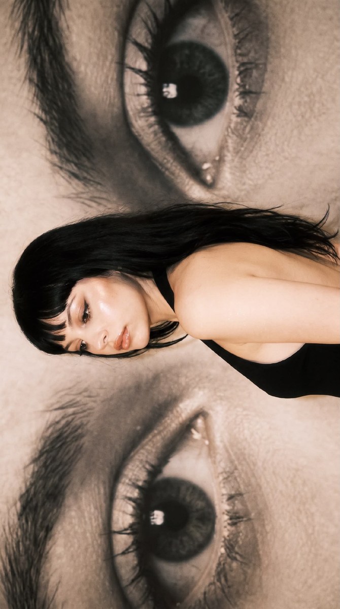 Surreal Black-and-White Fashion Portrait with Giant Eyes output 2