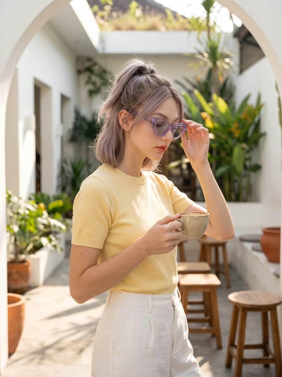 Warm Café Courtyard Fashion Portrait output 5