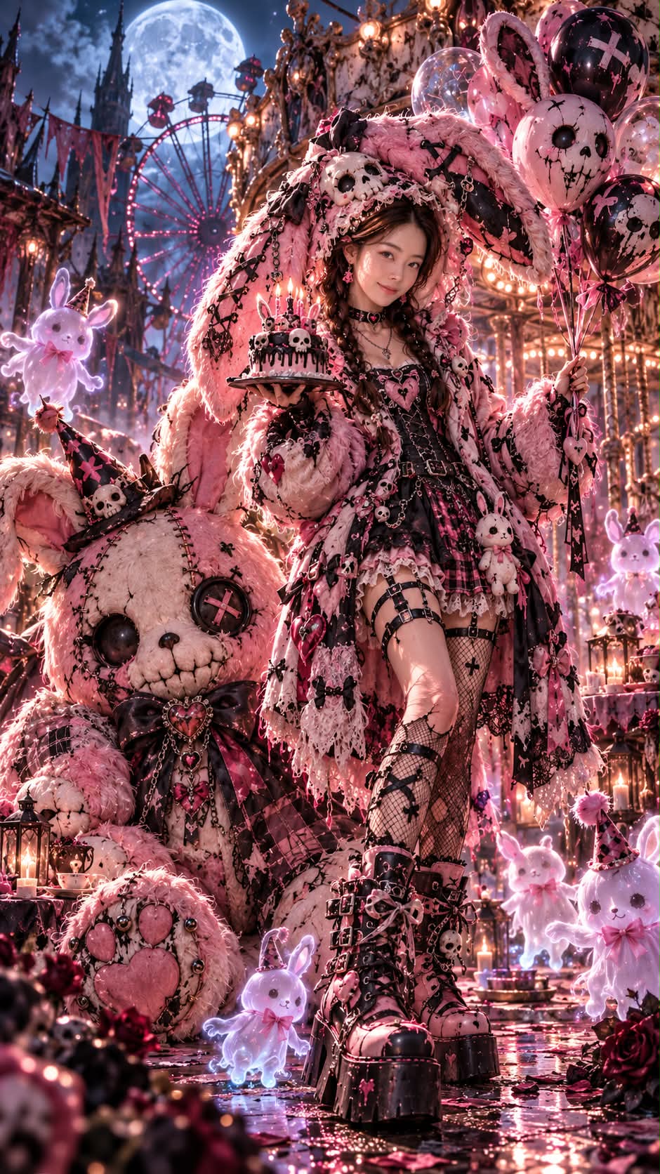 The Pink Skull Bunny’s Last Party — Midjourney V7 output 2