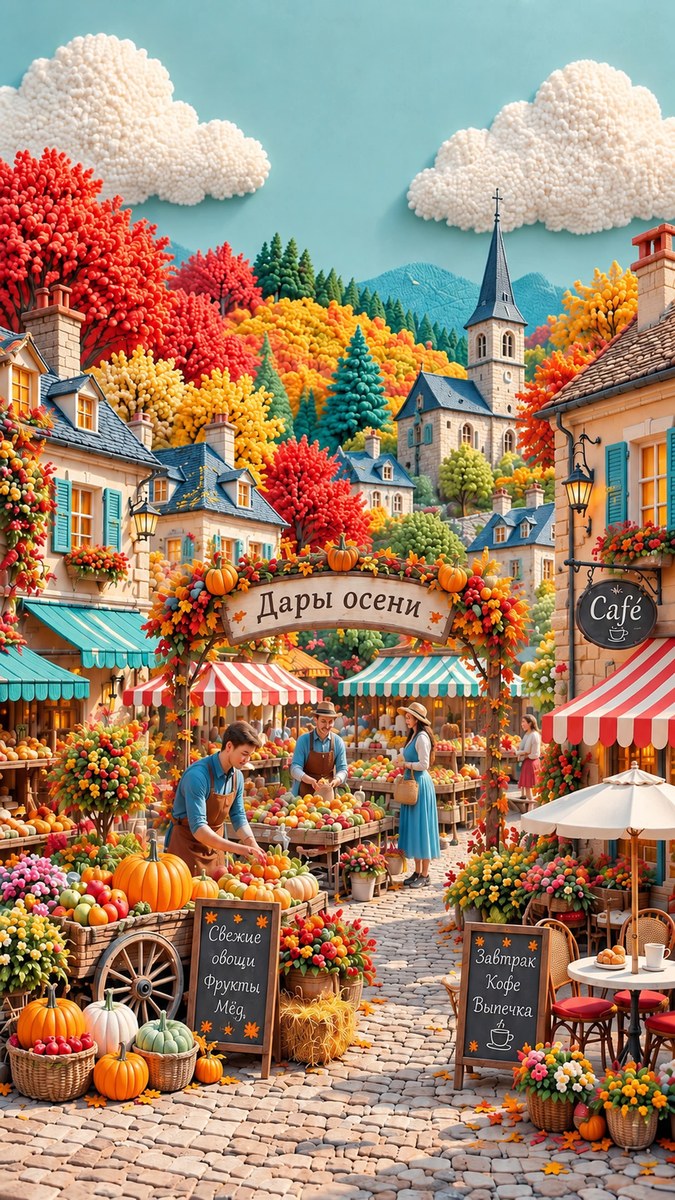 Miniature Autumn Market 3D Diorama
