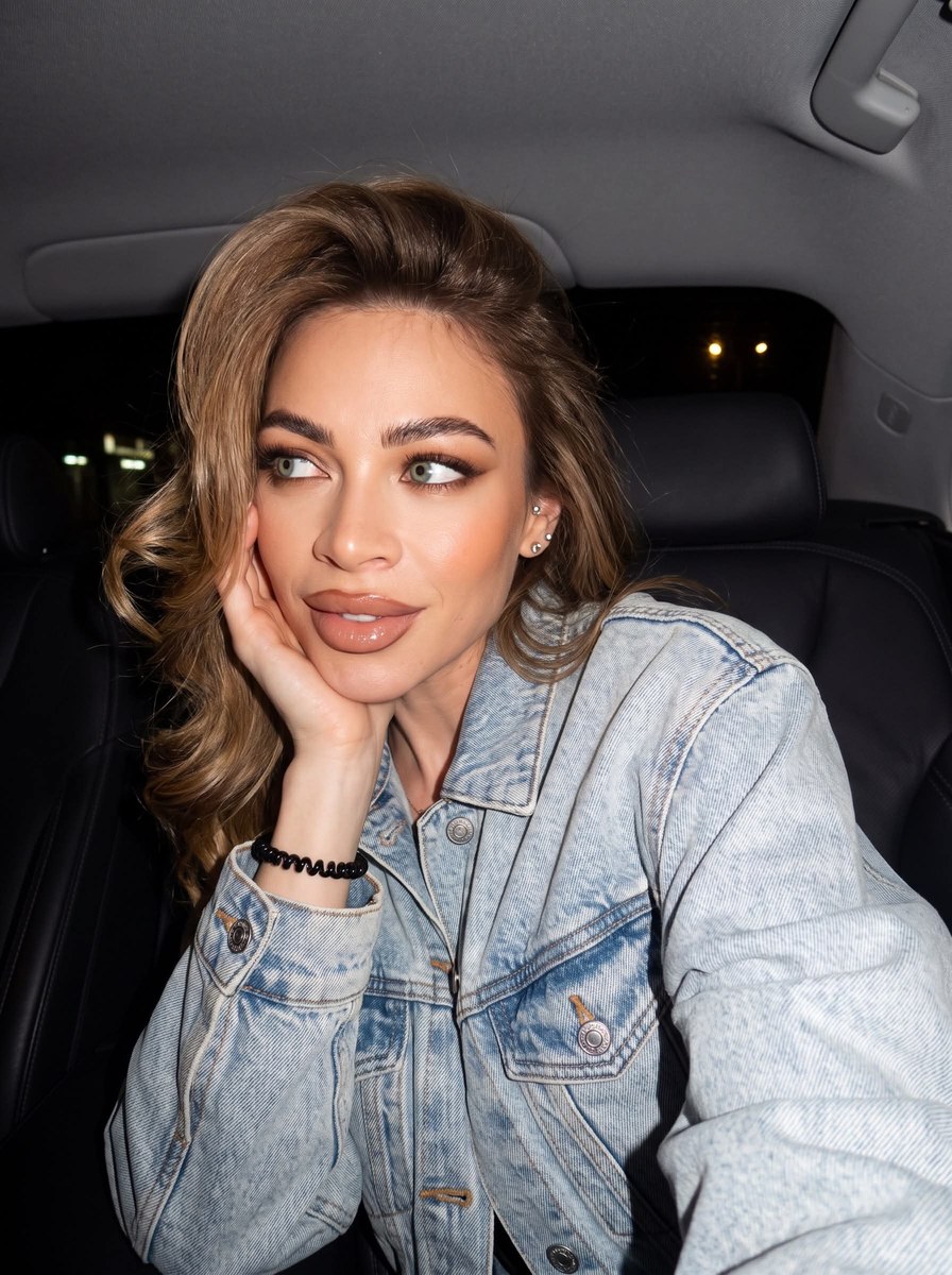 Y2K Flash Portrait in a Luxury Car