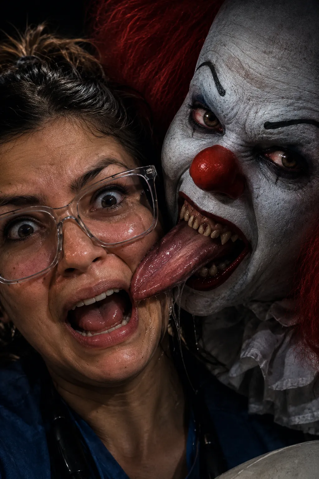 Photorealistic Psychological Horror Close-Up Poster output 3