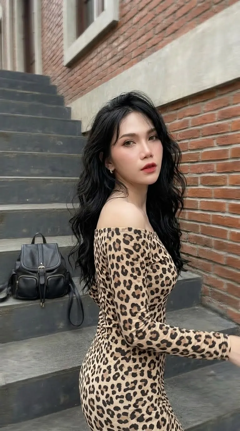 Urban Vintage Leopard-Print Fashion Portrait output 3