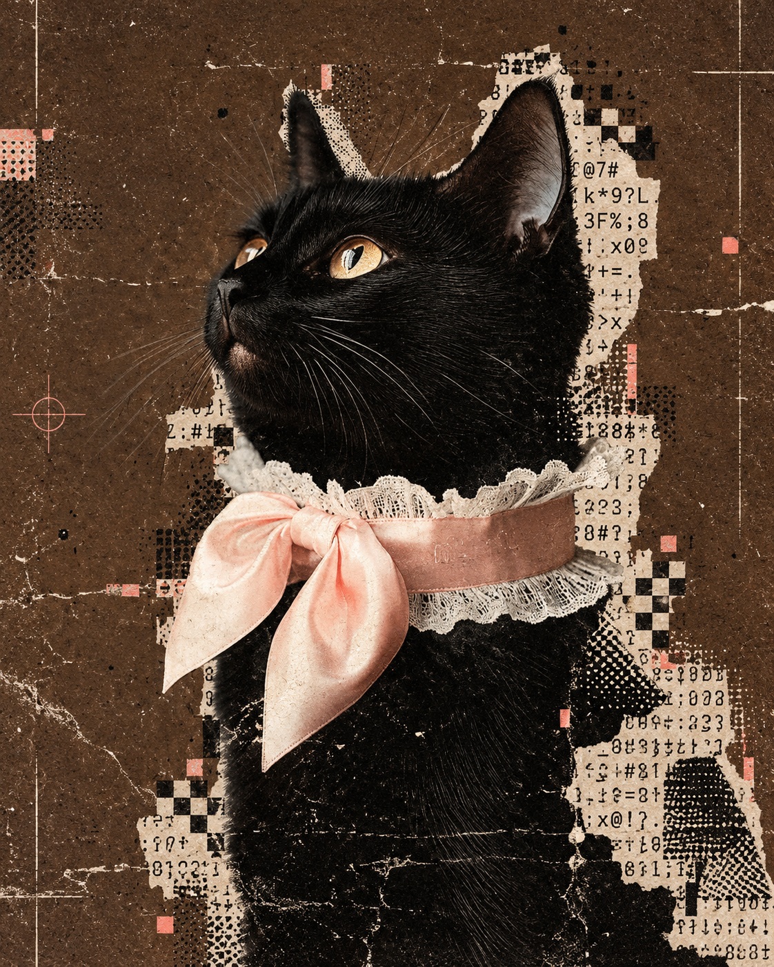 Vintage Magazine Collage with Garbled-Text Stickers output 3