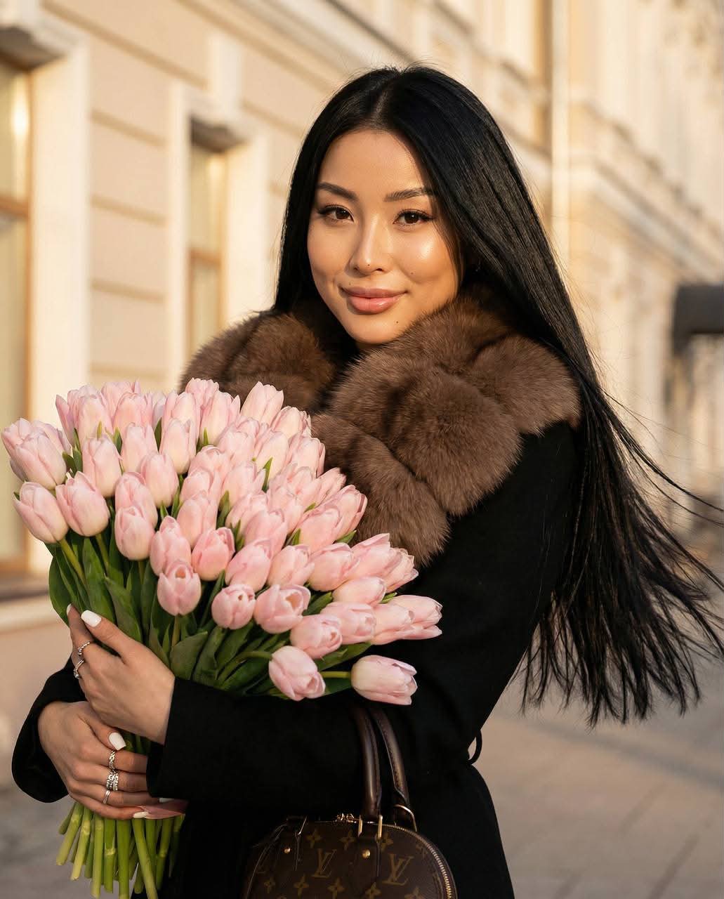 Ultra-Realistic Spring Portrait with Pink Tulips output 2