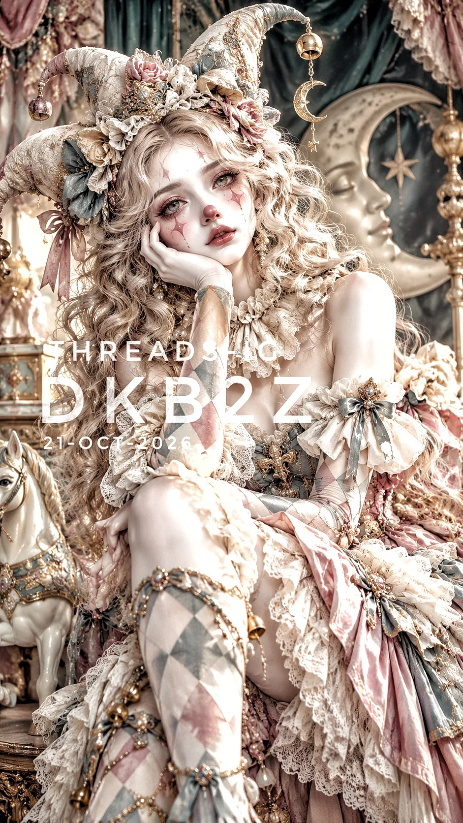 Surreal Rococo Clown-Doll Portrait