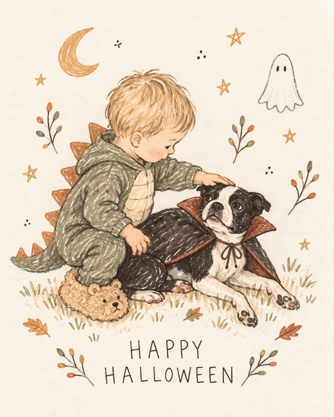 Hand-Drawn Halloween Greeting Card from a Photo output 2