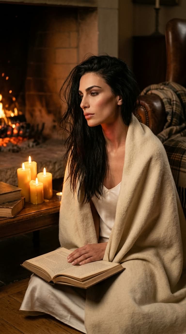 Candlelit Autumn Fireplace Portrait
