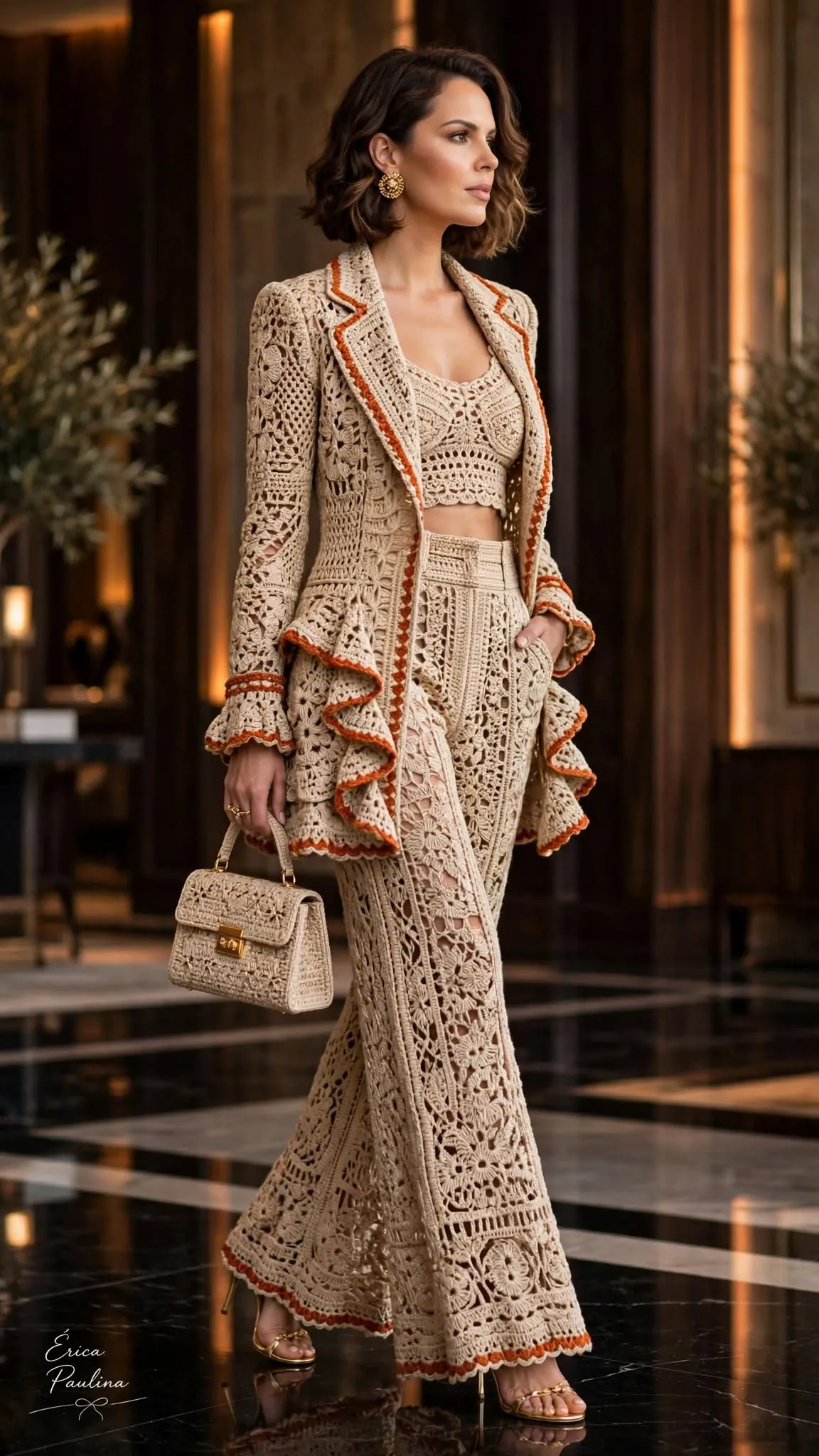 Luxury Champagne Crochet Fashion Editorial output 3