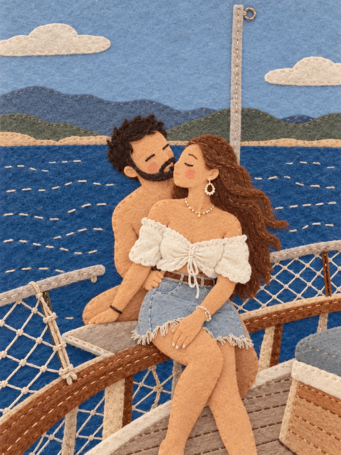Minimalist Handmade Felt Appliqué Illustration output 2