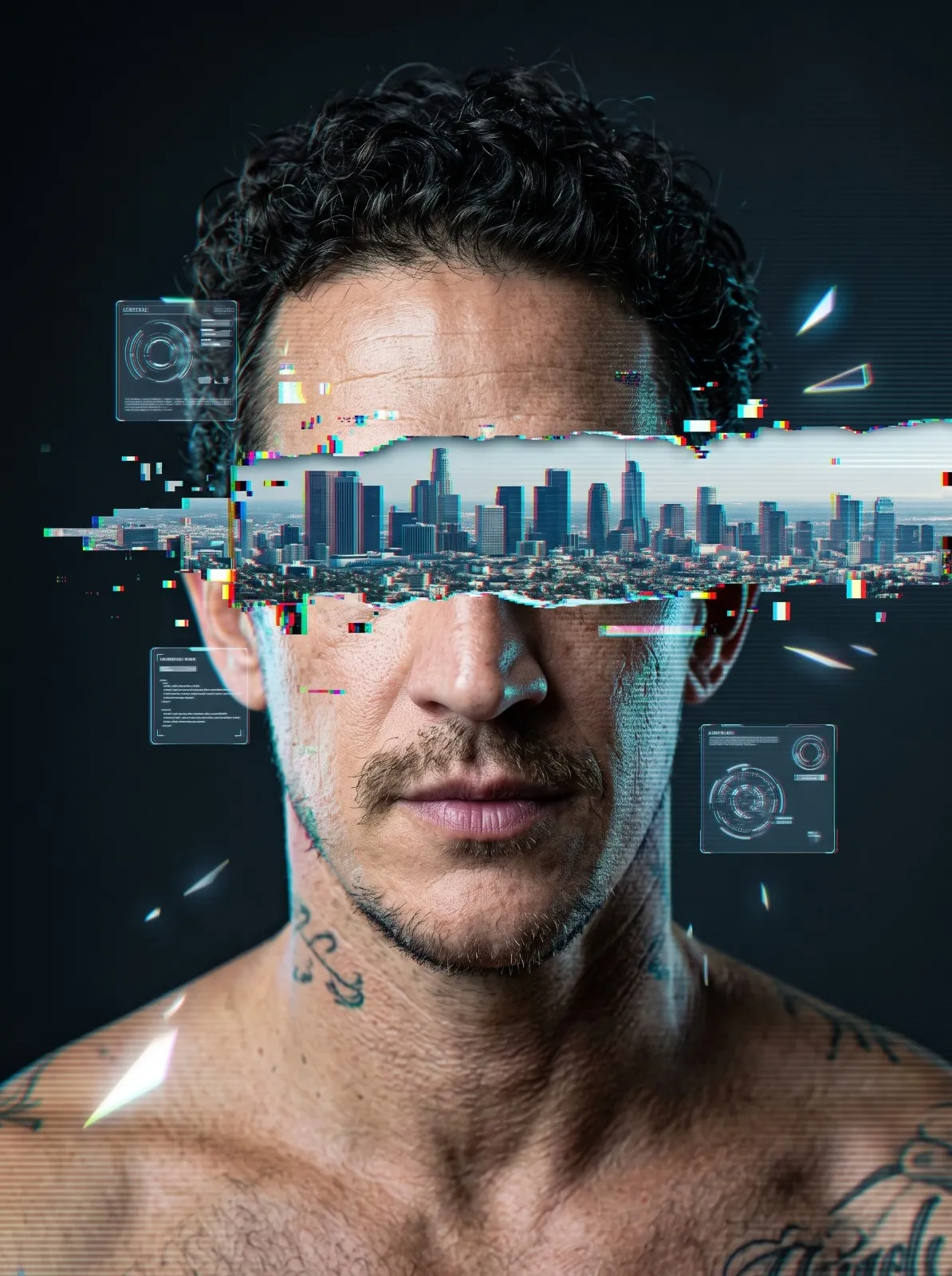 Cyberpunk Glitch Portrait with a City Skyline in the Eyes output 3