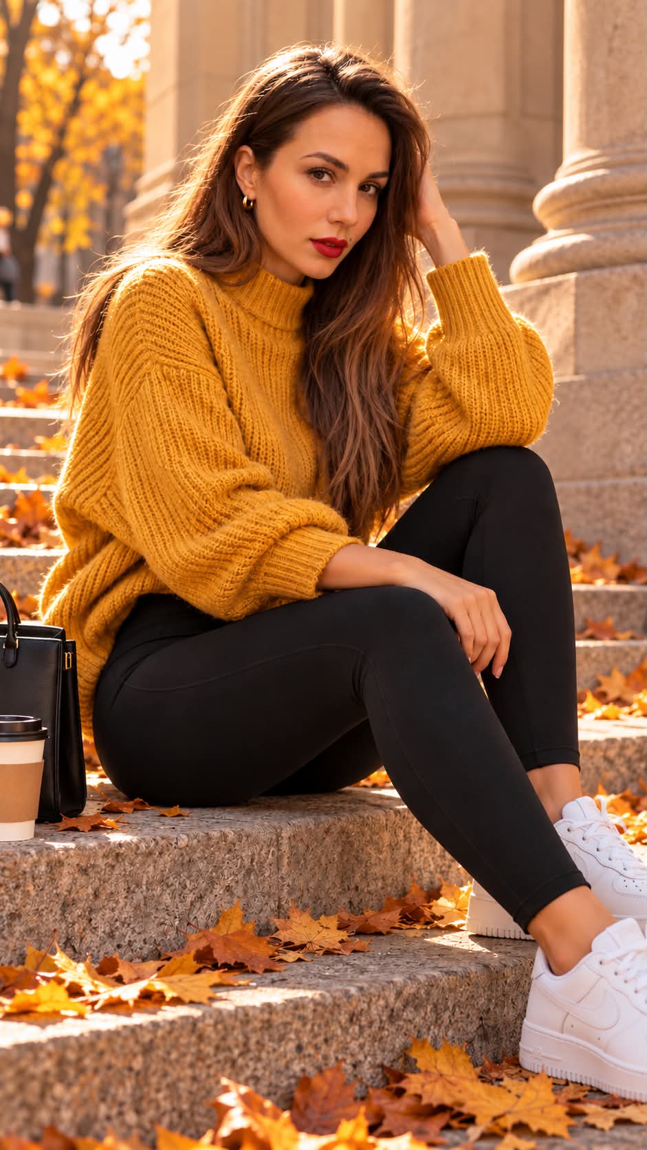 Autumn Fashion Campaign with White Sneakers