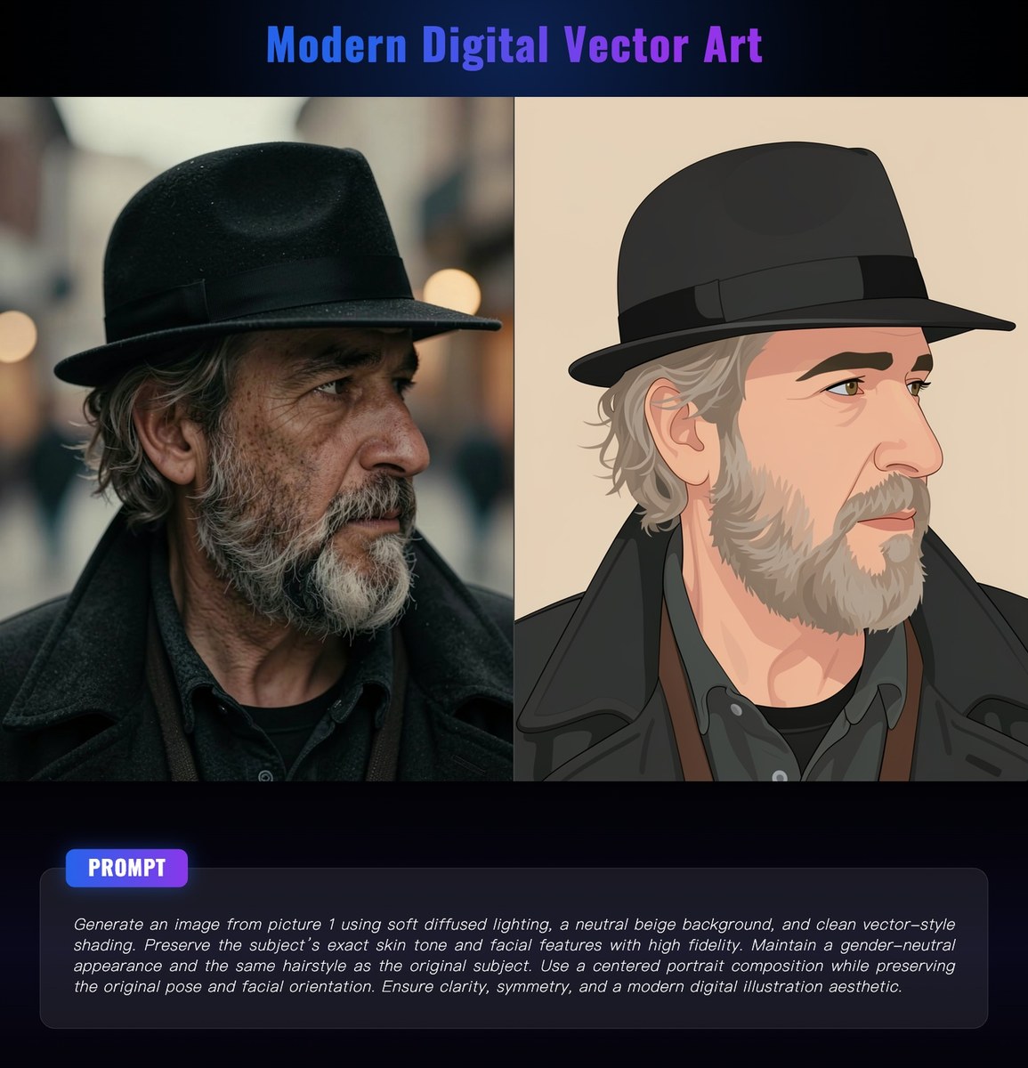 Modern Vector-Style Portrait from a Reference Image output 4