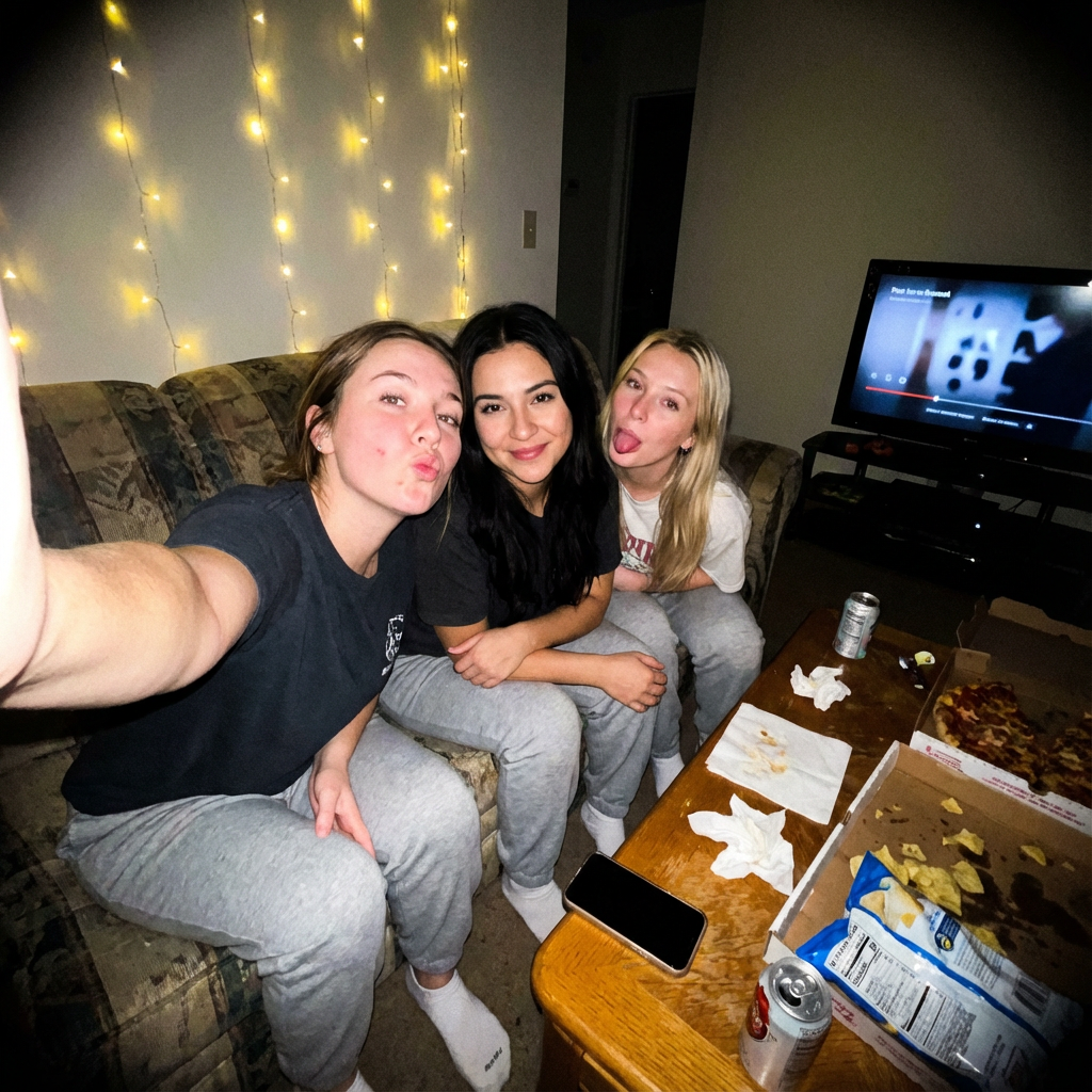 Amateur Girls' Night Selfie - Casual and Imperfect