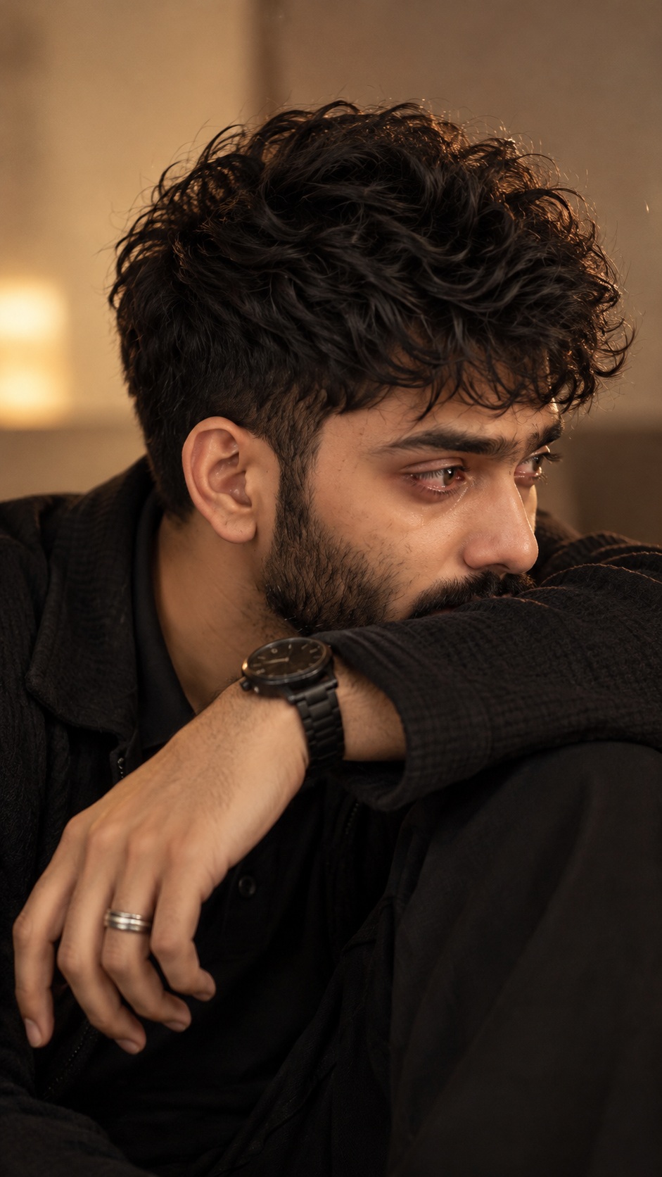 Melancholic Side-Profile Portrait