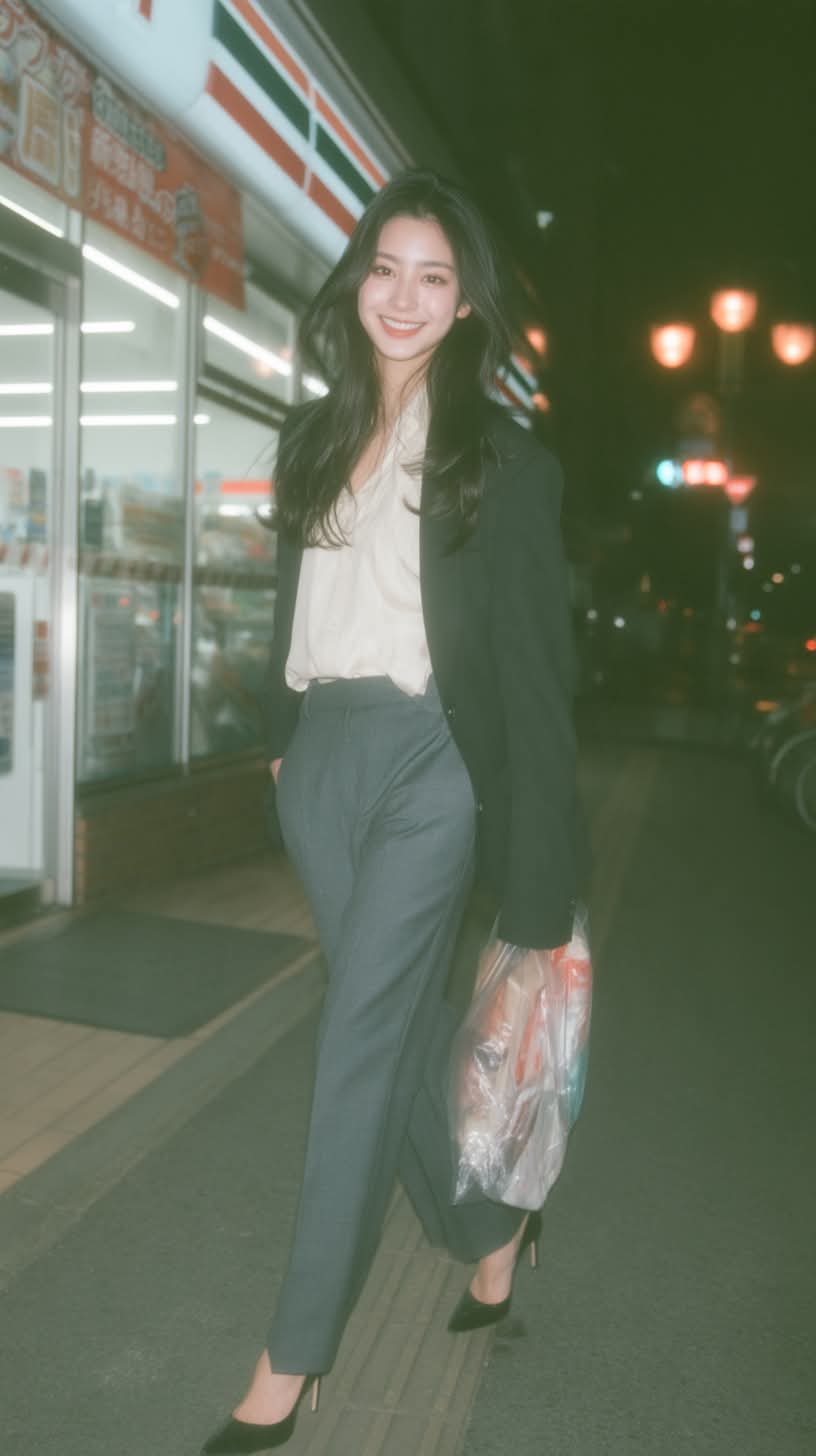 Nighttime Japanese Convenience Store Editorial Portrait output 3