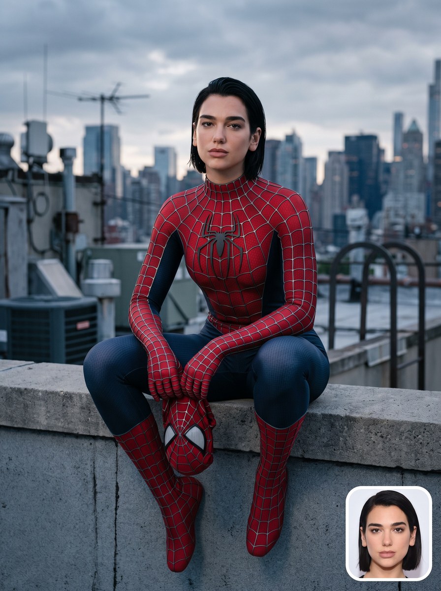 Photorealistic Rooftop Spider-Suit Portrait output 4