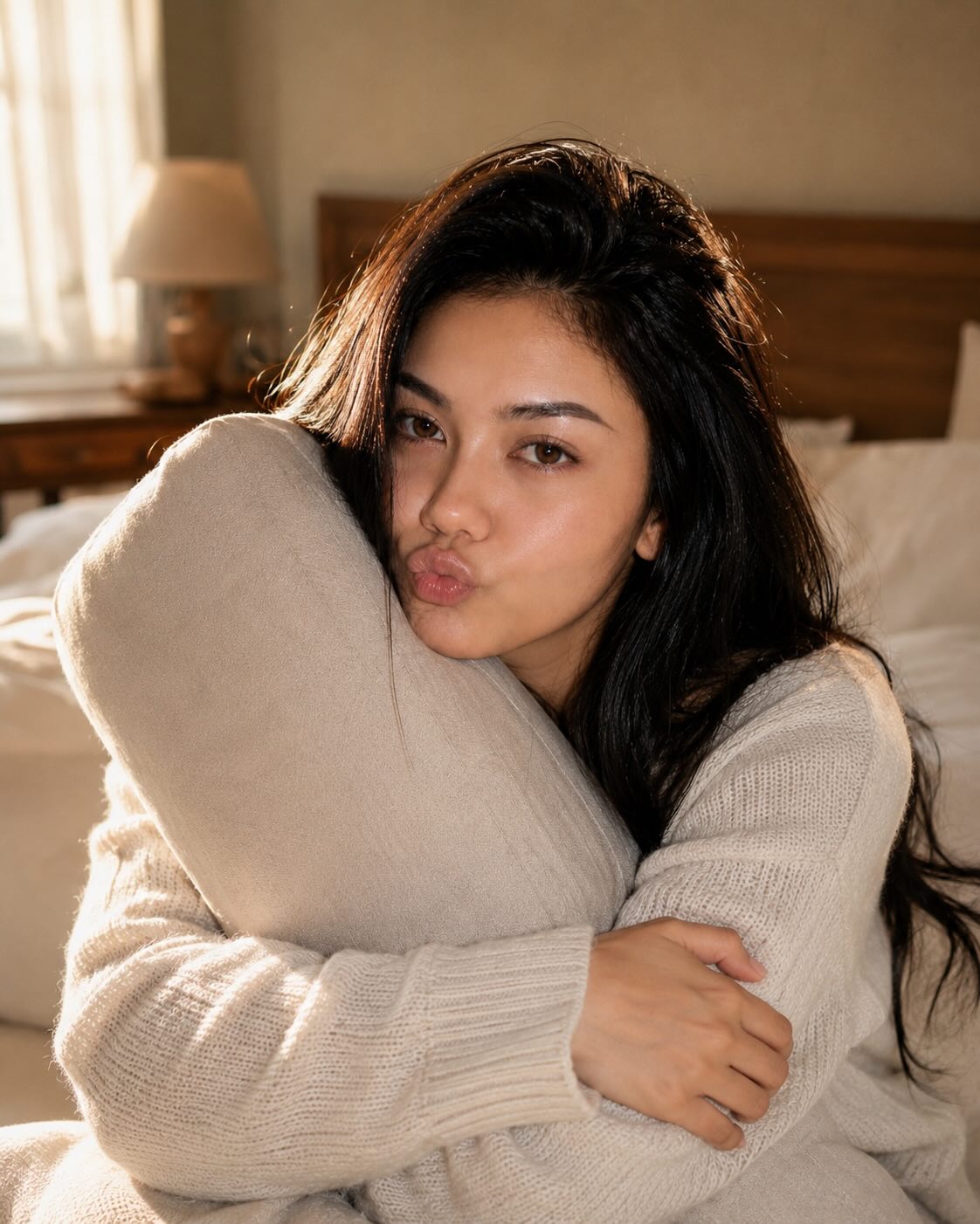 Cozy Morning Portrait with a Cream Bolster output 2