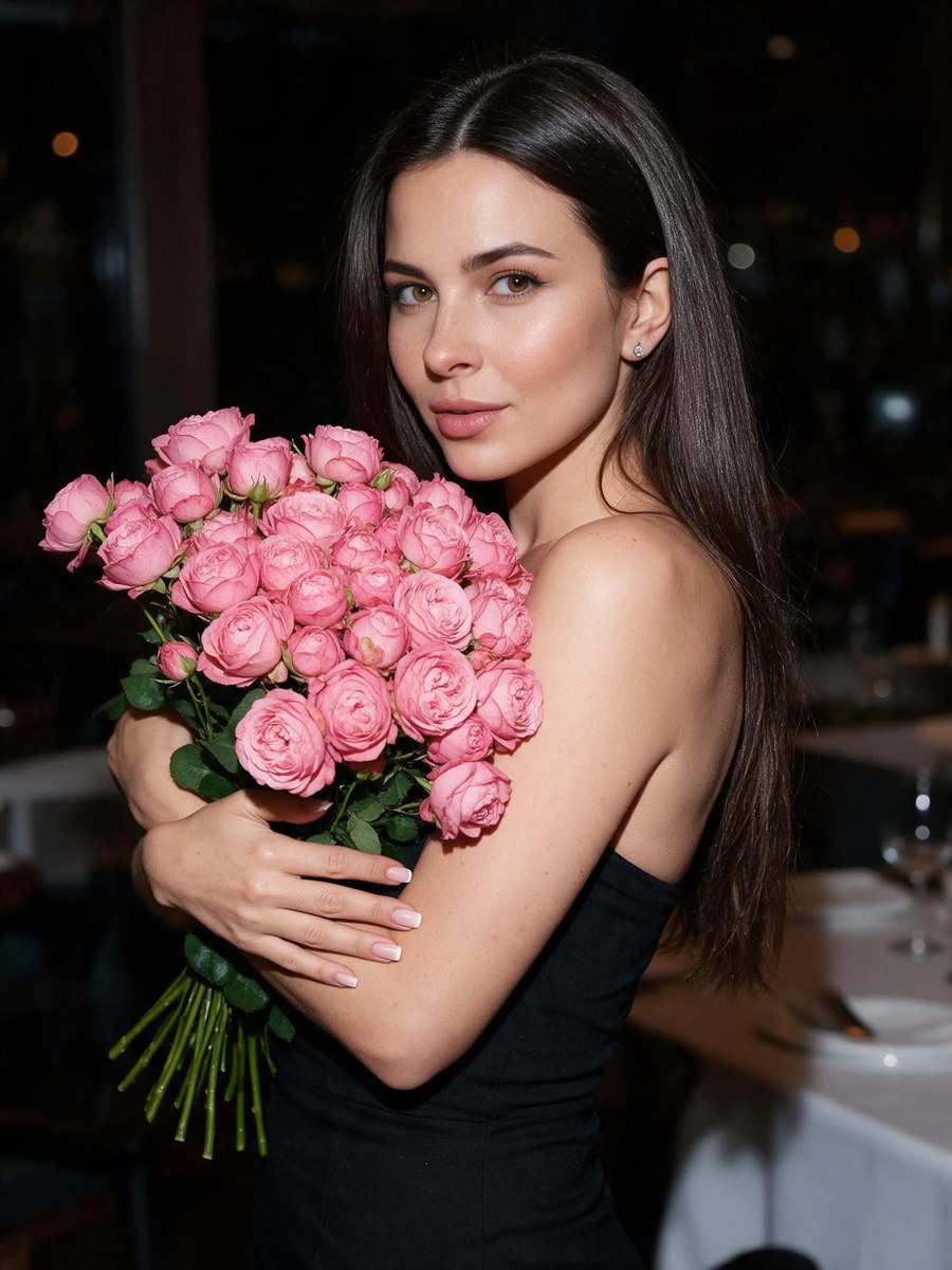 Ultra-Realistic Portrait with Pink Roses