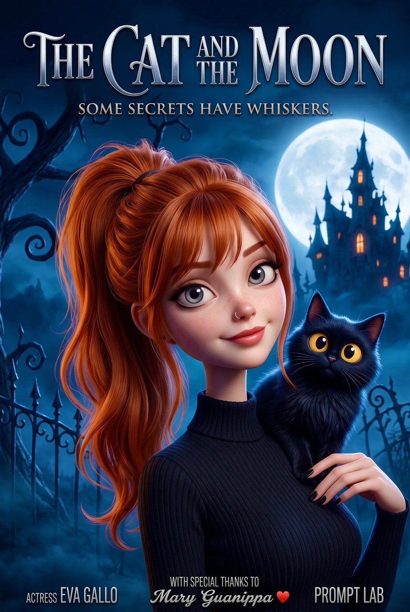 Gothic Fantasy Poster with a Black Cat