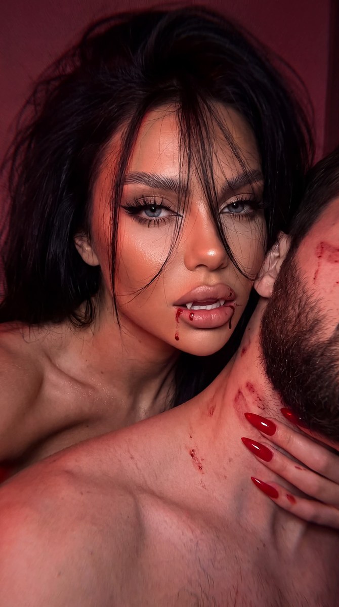 Neon Vampire Close-Up Portrait output 1