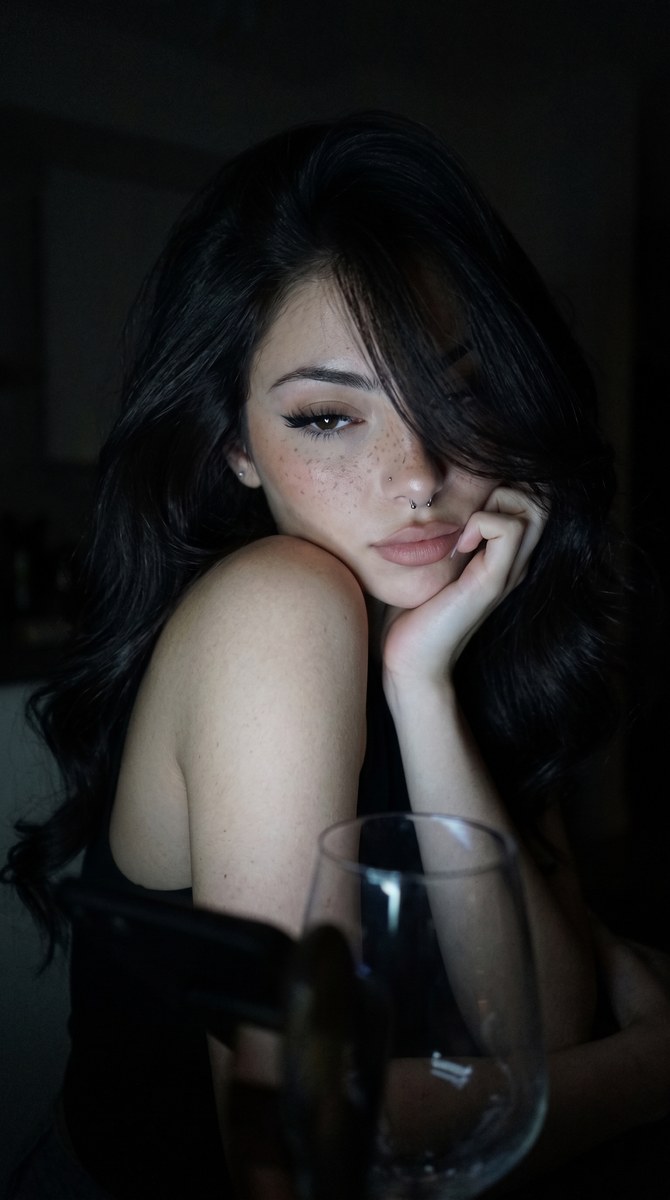 Cinematic Nighttime Portrait with White Roses