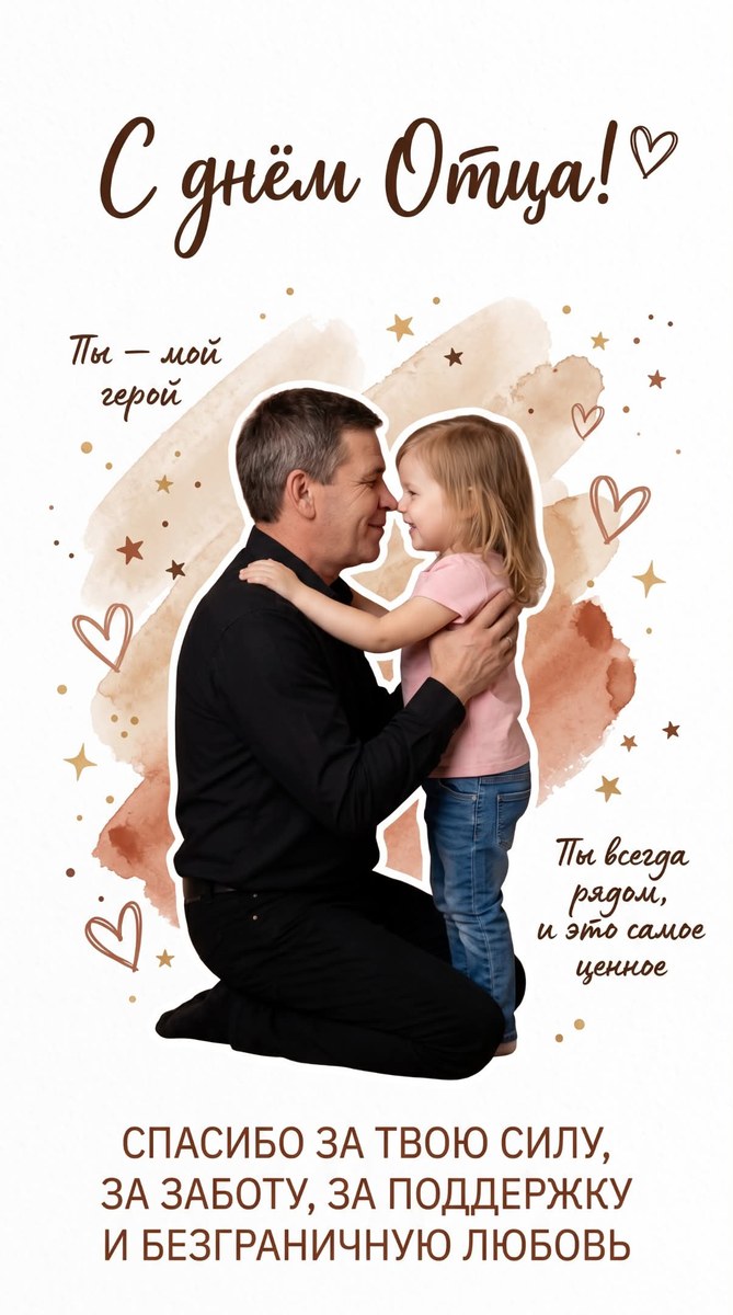 Warm Mixed-Media Father and Daughter Greeting Card