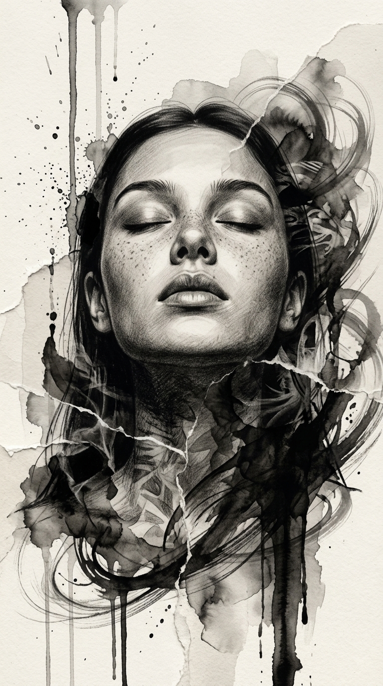 Surreal Charcoal and Ink Portrait output 2