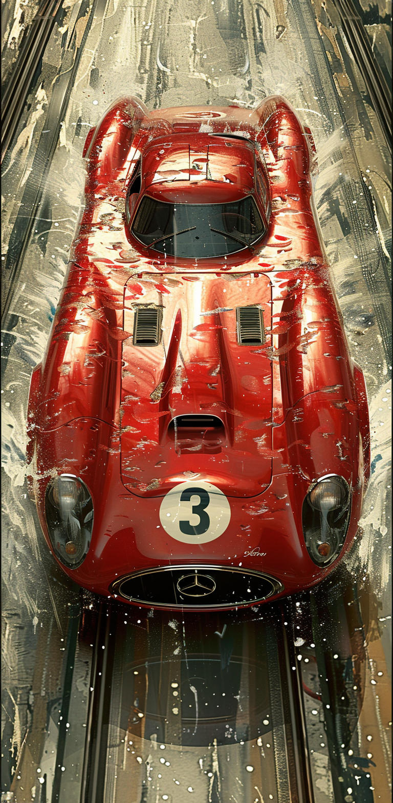 Monochromatic Red Race Car Illustration