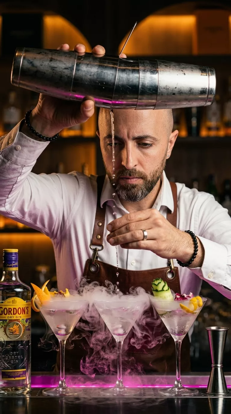 Identity-Preserved Cocktail Bartender Action Portrait output 1