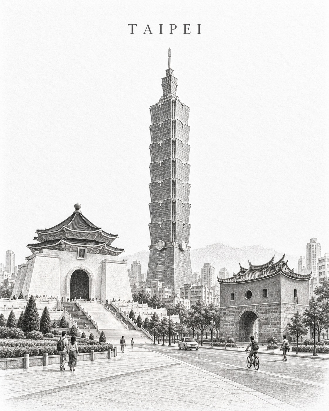 Graphite and Blind-Embossed City Art Poster output 3