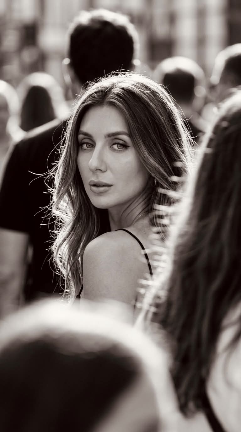 Cinematic Monochrome Vogue Street Portrait
