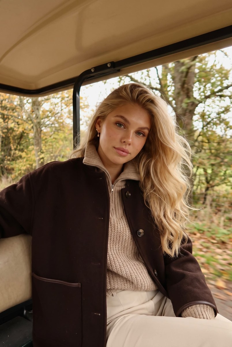 Old-Money Autumn Portrait in an Open Tour Vehicle
