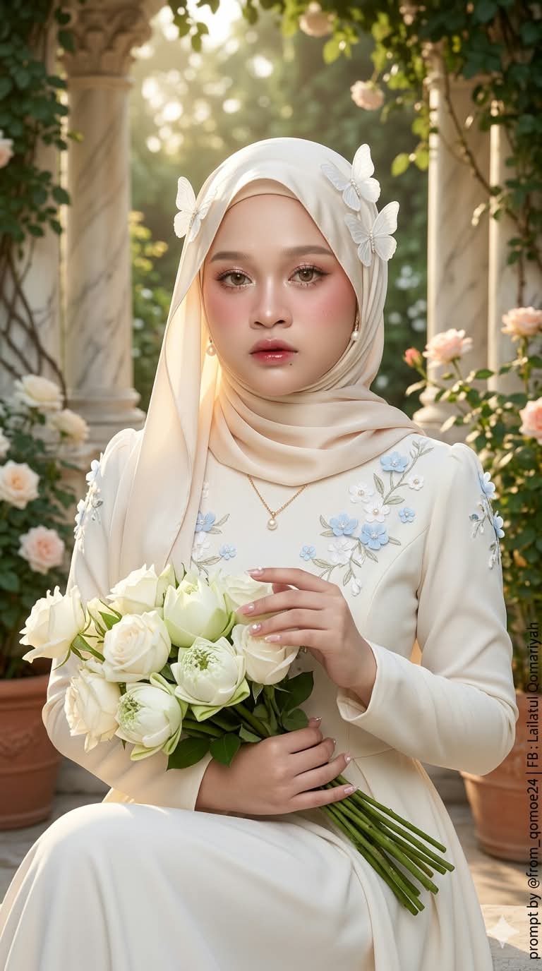 Golden-Hour Portrait in an Embroidered Hijab