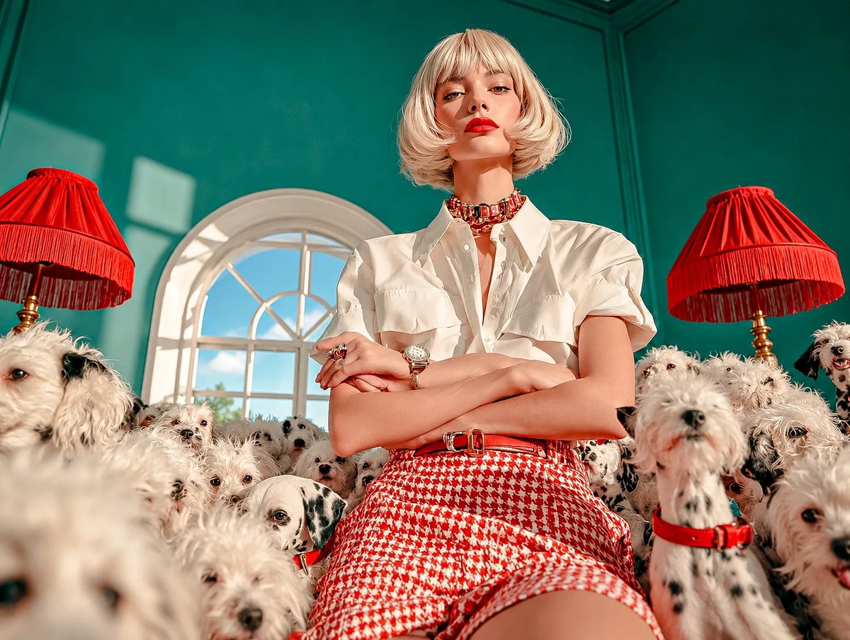 Luxury Parisian Fashion Editorial with White Dogs output 2