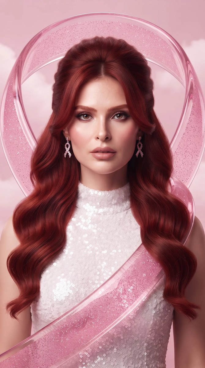 Breast Cancer Awareness Crystal-Ribbon Beauty Portrait output 6