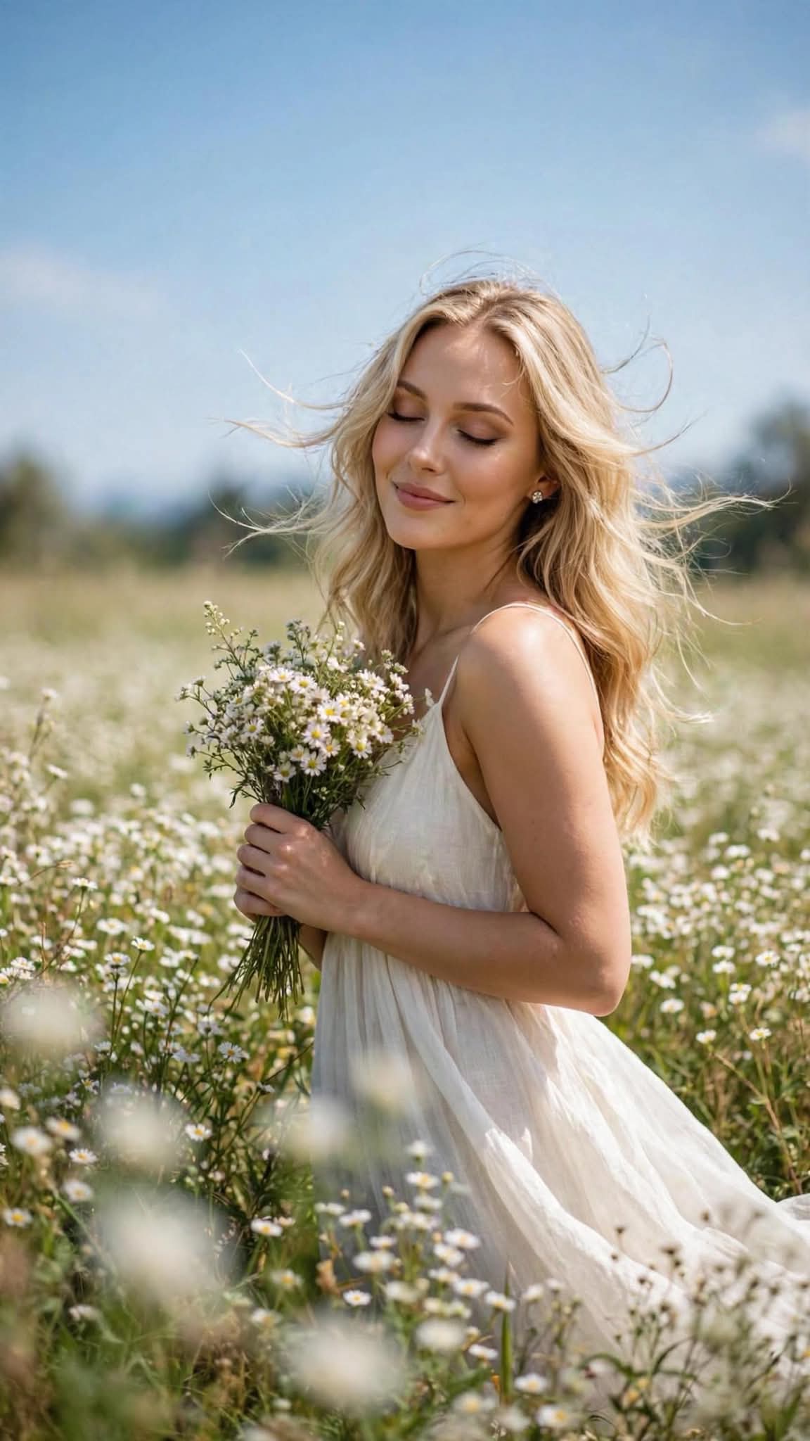 Identity-Preserving Portrait in a Daisy Field output 1