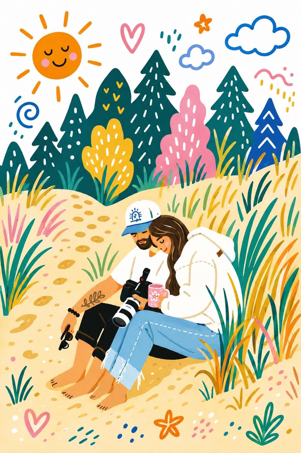 Whimsical Folk Flat Illustration with Doodles output 2