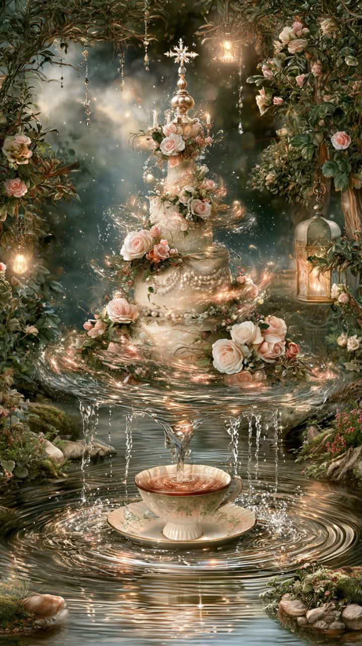 Solar-Flare Wedding Cake in a Garden