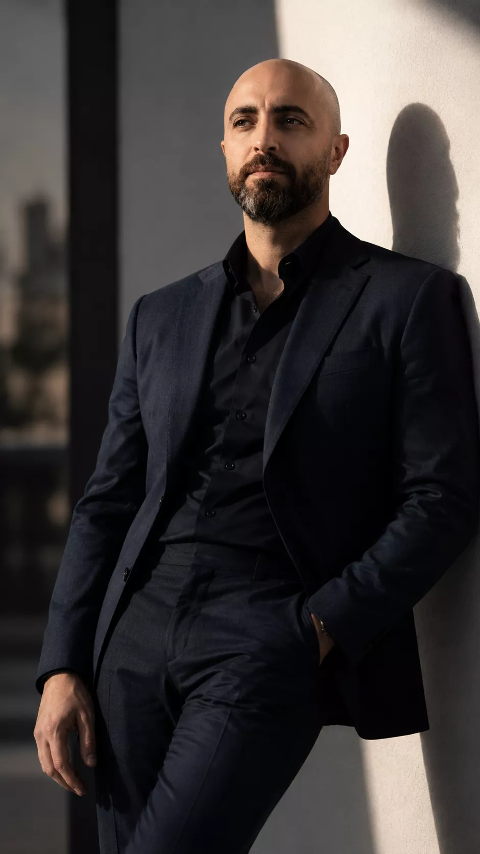Side-Lit Portrait of a Man in a Dark Blue Suit output 2