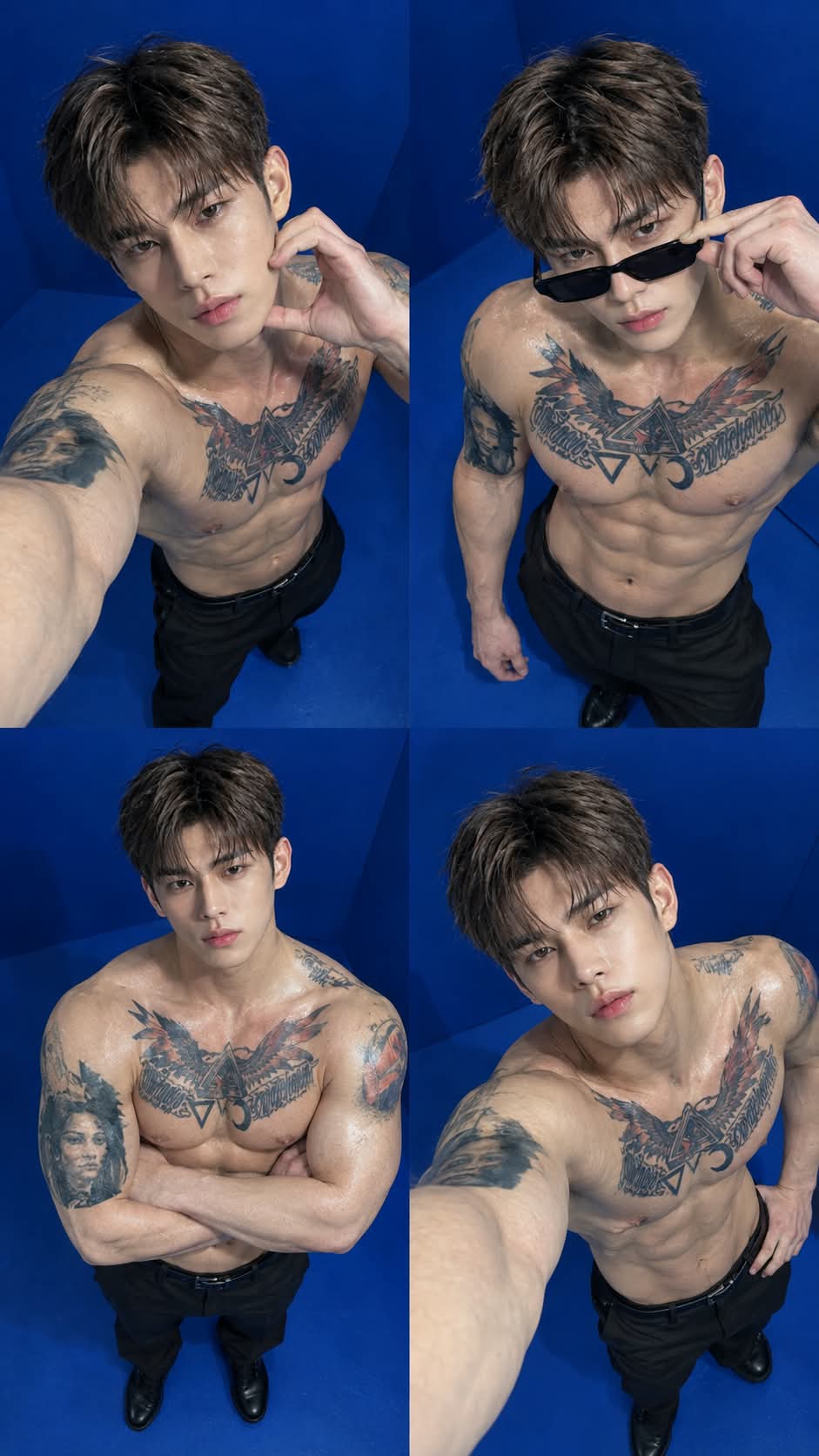 Four-Panel Fitness Editorial Portrait