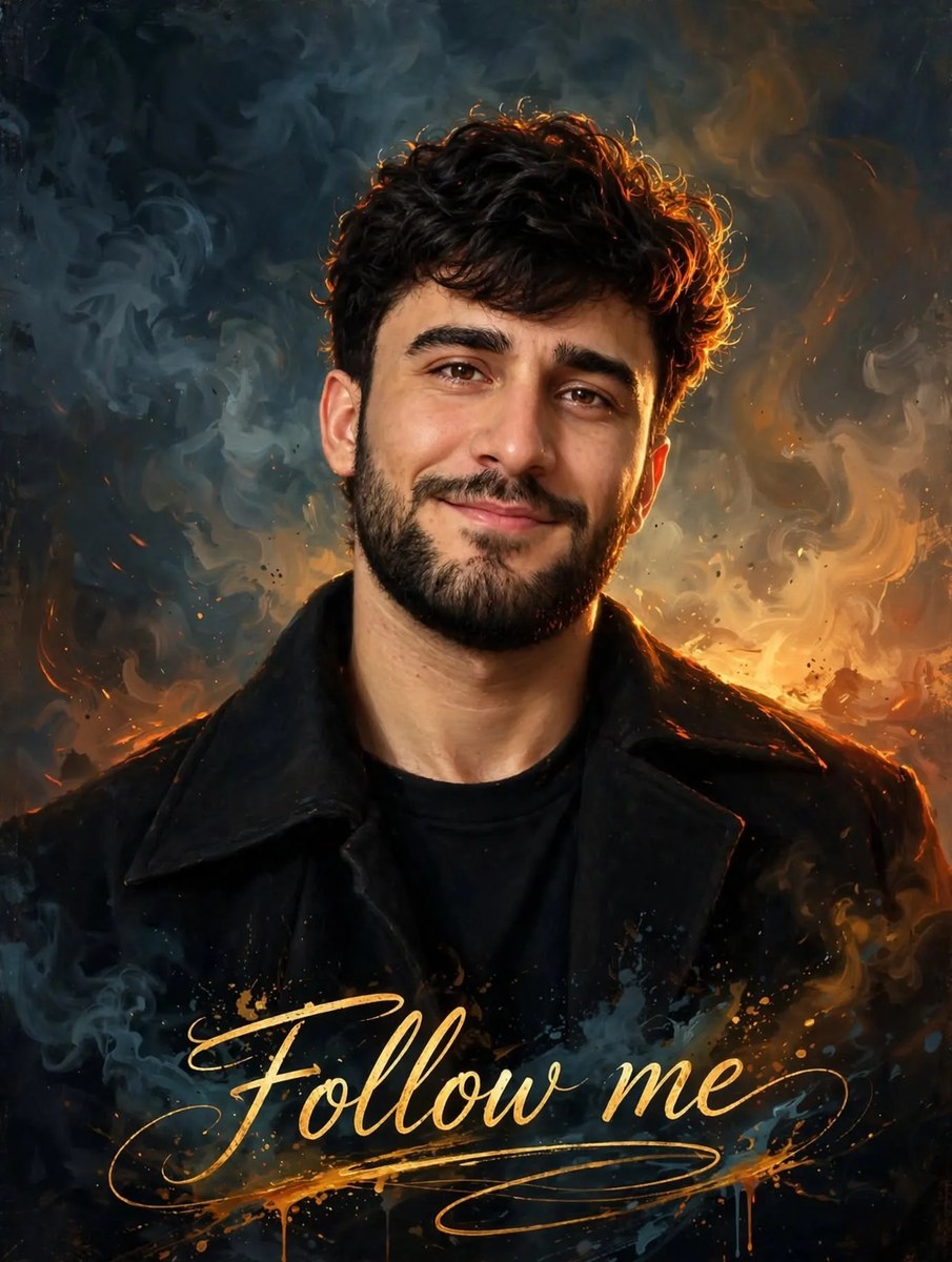 Cinematic Digital Oil Portrait with Golden Signature