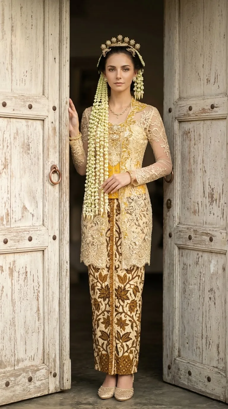 Indonesian Bridal Portrait at a Weathered Doorway output 2