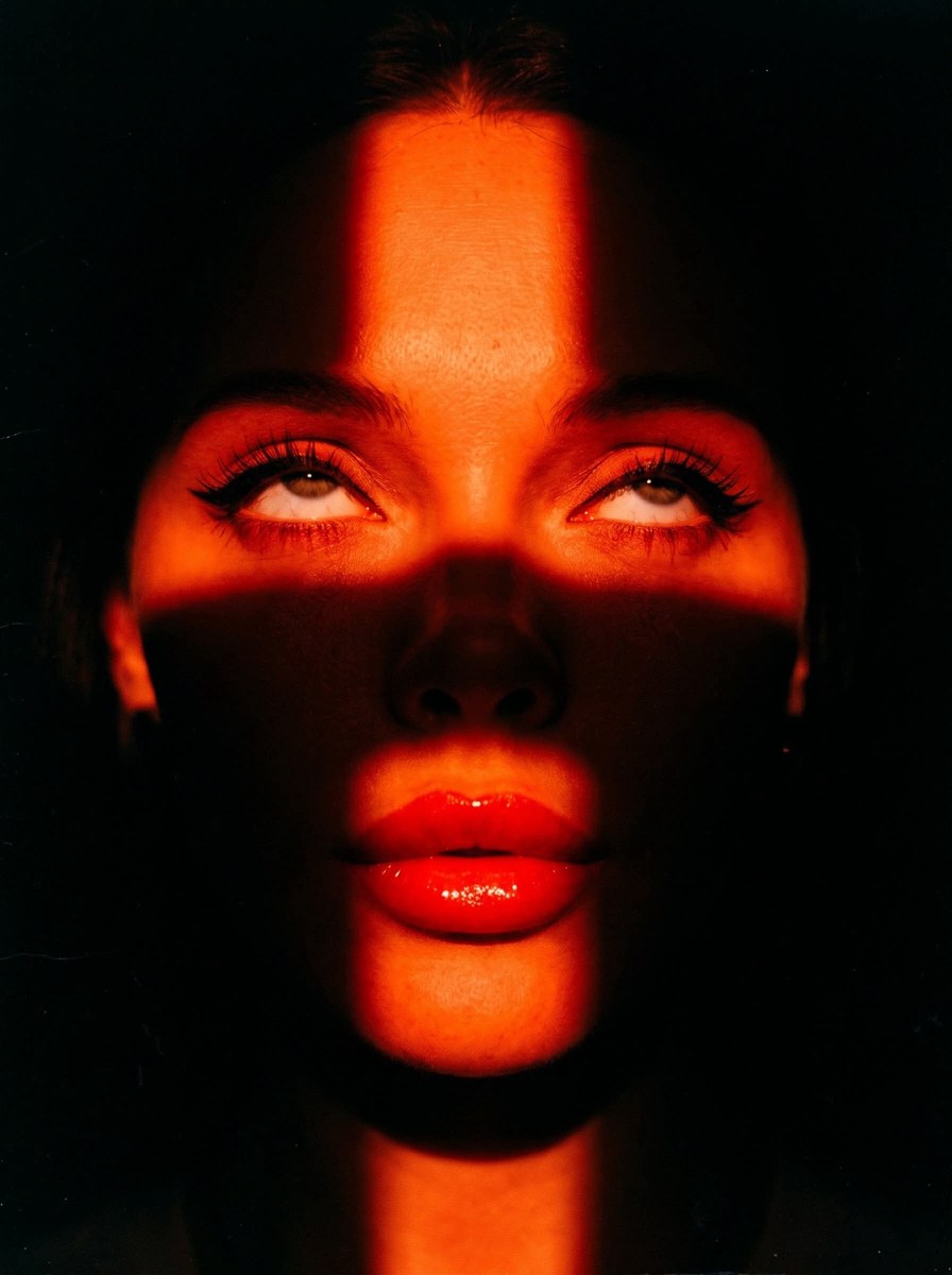 Fragmented Red-Light Fashion Portrait output 1