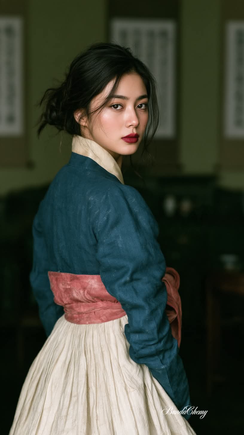 Cinematic Hanbok Portrait on Vintage Film