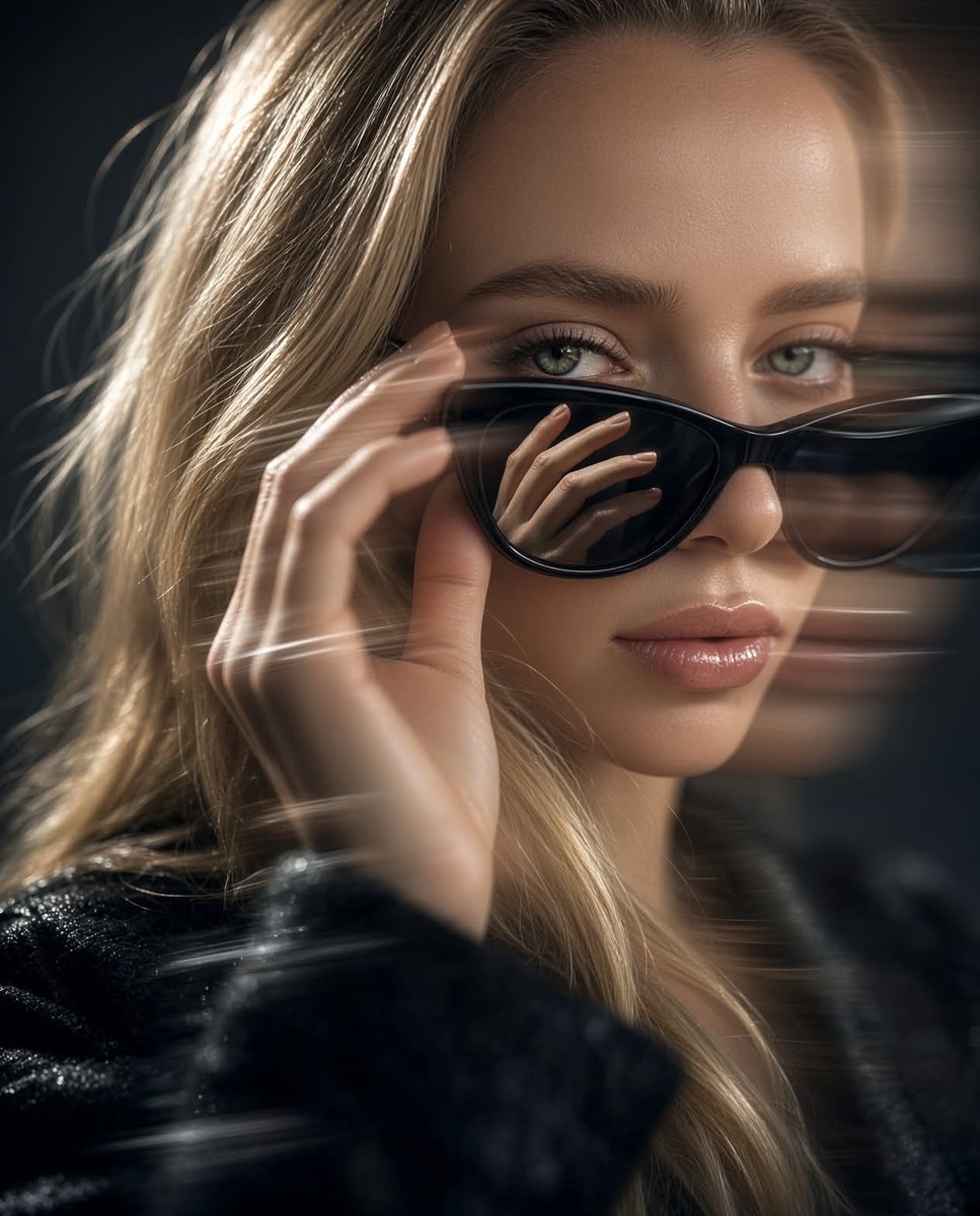 Luxury Editorial Eye Close-Up with Ghostly Double Exposure